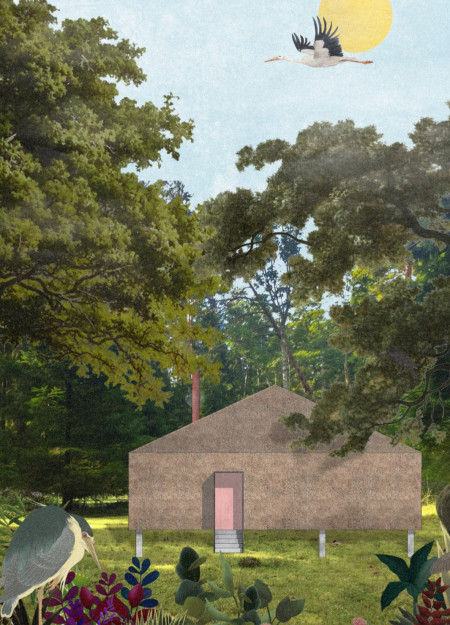 Thatch Roofed Retreat with Natural Wood Elements and Sustainable Construction Methods