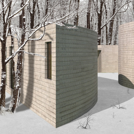 Fluid Curvilinear Space Crafted from Local Timber and Concrete for Yoga Practices