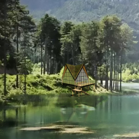 Sharp Angles and Green Roofs in a Compact Timber Retreat by the Lake