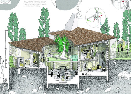 Charred Shingles and Local Stone Create a Versatile Community Space Integrating Natural Landscapes