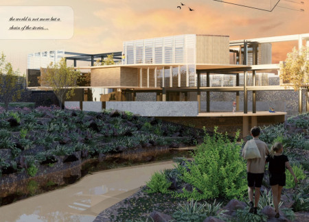 Charred Wooden Shingles and Cross-Laminated Timber Envelop a Community-Focused Space