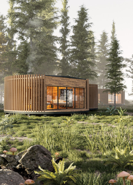 Embracing Nature with Circular Design Featuring Sustainable Wood and Glass Elements