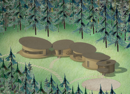 Curvilinear Retreat Crafted with Cross-Laminated Timber Panels in a Forest Setting