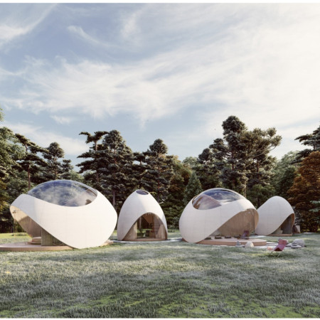 Fiber-Cement and Steel Frame Structures in a Mindfulness Retreat Nestled in the Forest