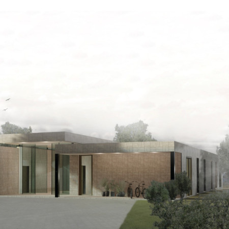 Limestone Facade and Pine Wood Interiors in a Guest Residency Emphasizing Agricultural Heritage