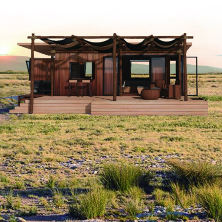 Charred Wooden Shingles and Natural Cedar Frame in a Modular Residential Solution