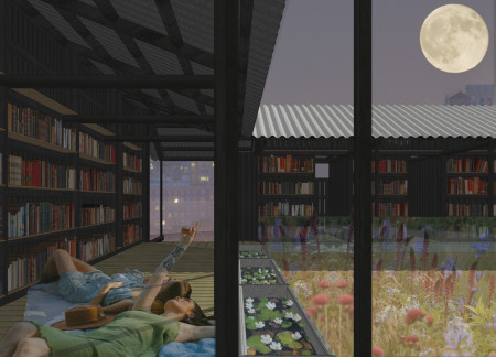 Charred Wooden Shingles and Native Flora Create a Sustainable Reading Oasis