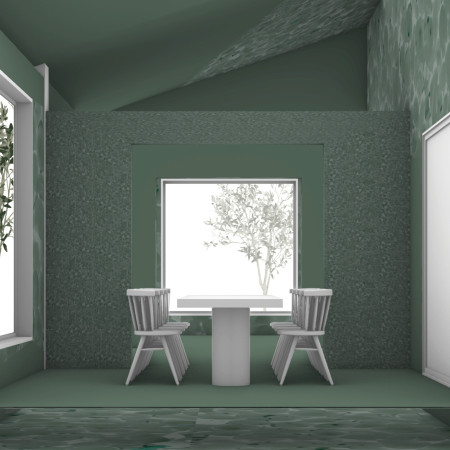 Subterranean Wine Cellar Within Olive Grove Framed by Expansive Glass Walls