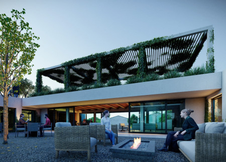 Green Roof Sanctuary Featuring Local Oak and Cal&ccedil;ada Portuguesa for Community Engagement