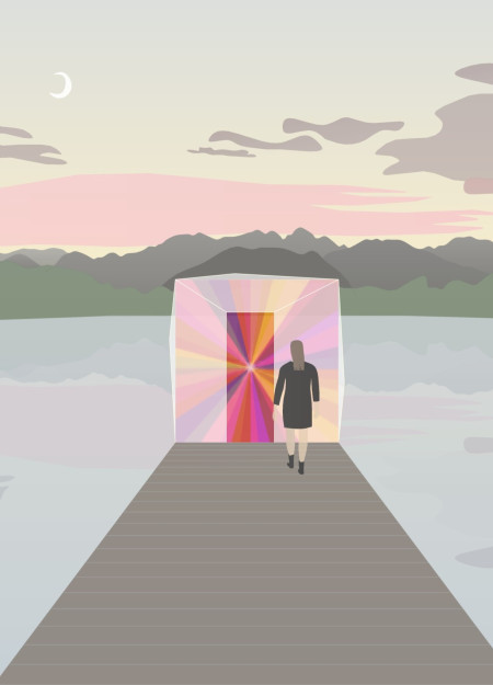 Reflective Glass Facade and Softwood Structure Create an Interactive Reading Space by the Lake