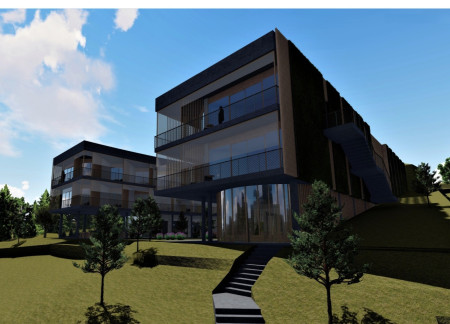 Green Facade Composed of Retractable Shades and Community-Centric Spaces in a Senior Living Environment