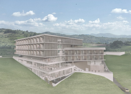 Charred Wooden Shingles and Expansive Glass Facades in a Senior Living Community Design