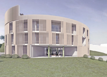 Circular Community Design Featuring Timber Slats and Natural Light Integration