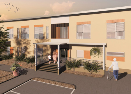 Eco-Friendly Community Housing Featuring Beige Lime Plaster and Sustainable Outdoor Spaces