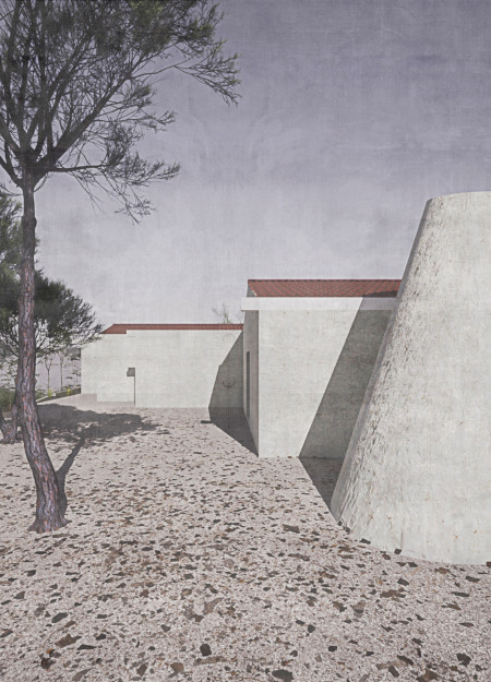 Natural Stone Accents and Clay Tiles Define a Community-Focused Courtyard Experience