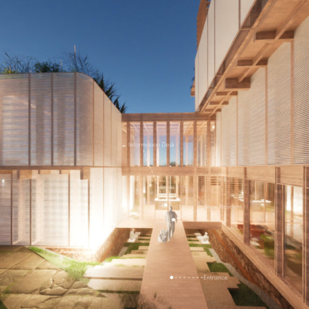 Subterranean Chapel Under a Canopy of Timber and Natural Stone for Community Living