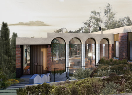 Curvilinear Roof Form Embracing Thermal Brick and Hempcrete for Sustainable Rural Retreat