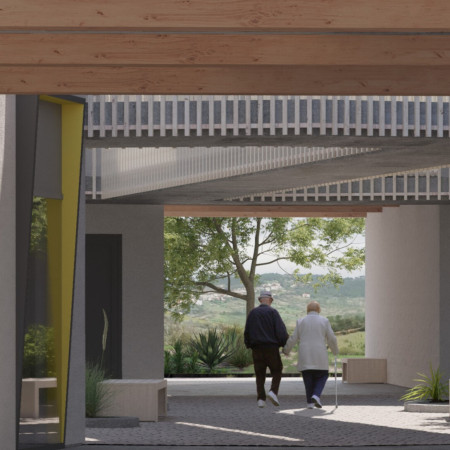 Healing Garden Integrating Glulam Beams and Natural Light in a Community-Focused Elderly Home