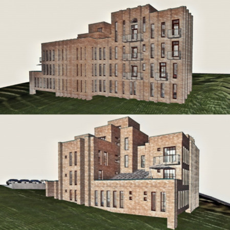 Charred Wooden Shingles and Local Stone Form a Harmonious Elderly Living Environment