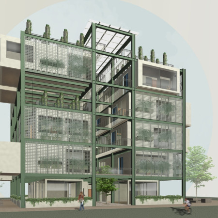 Vertical Greenery and Mesh Facades in Modular Urban Living