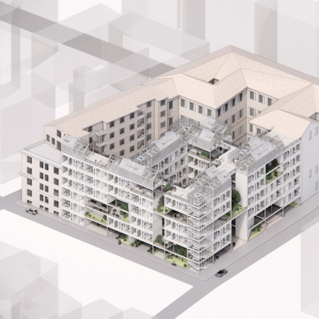 Sustainable Habitats Enclosed in Glass and Concrete with Green Courtyards