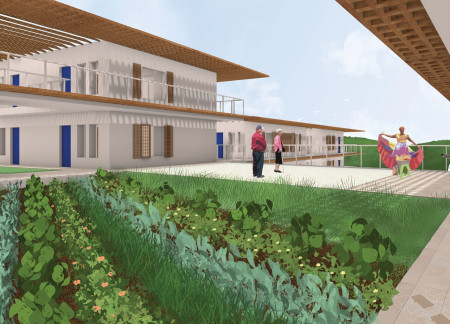 Geothermal Clay Walls and Natural Light Spaces in a Supportive Senior Living Community