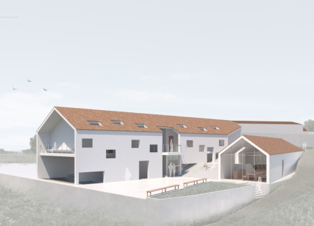 Dual-Skin Design Utilizing Local Stone and Concrete for a Sustainable Retreat