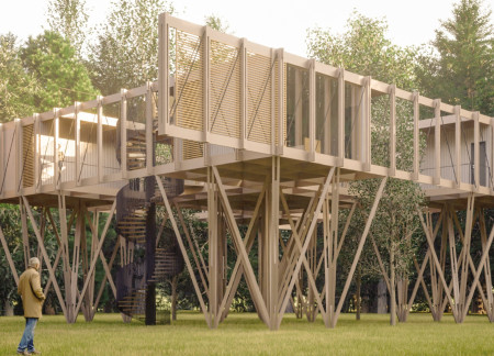 Elevated Retreat with Natural Wood Finishes and Expansive Glazing