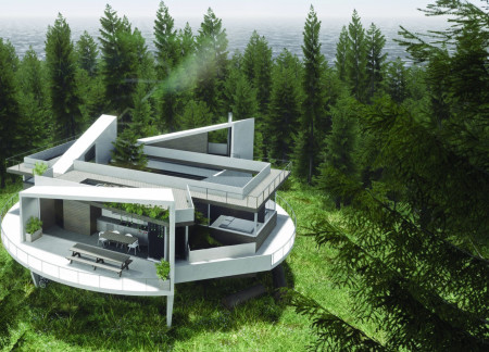 Circular Space Enhanced with Recycled Concrete and Charred Shingles for Mindful Practice