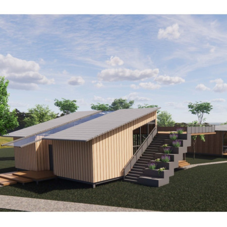 Diamond Pier Foundations Supporting Glass-Covered Corridors in Natural Timber Spaces for Mindful Practices