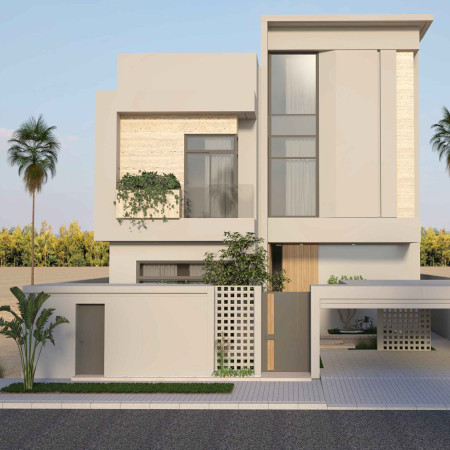 Travertine Facades and Indoor-Outdoor Harmony in Contemporary Family Living