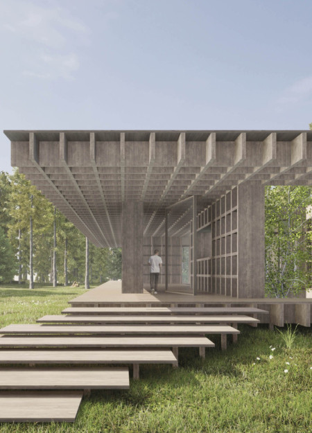 Charred Wooden Shingles and Timber Framework Create a Serene Yoga Retreat in Nature