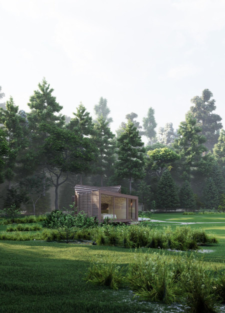 Curved Forms and Charred Wooden Shingles Integrated into a Coastal Community Retreat