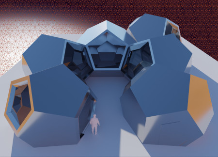 Geometric Dodecahedron Housing Constructed with Sustainable Wood Elements