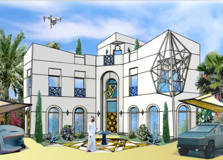 Airflow-Optimized Courtyard Home Incorporating Sustainable Limestone and Fabric Elements