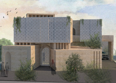 Wind Towers and Perforated Facades in a Sustainable Courtyard Home