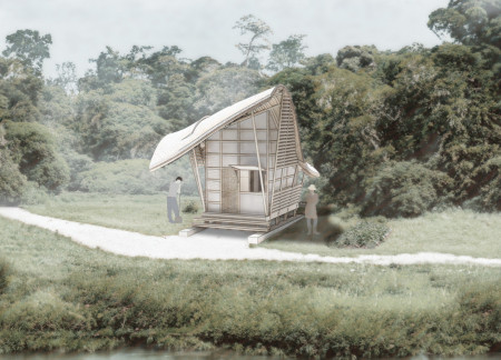 Buoyant Shelter Crafted from Mycelium and Bamboo for Flood Resilience in the Amazon