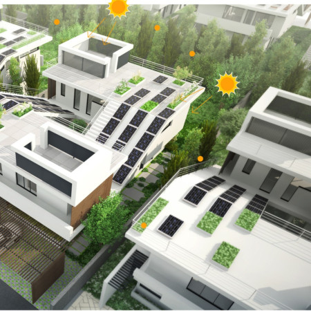 Energy Autonomous Residence Featuring Roof Gardens and Concrete Folding Slabs