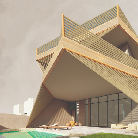 Charred Wooden Shingles and Cantilevered Spaces in a Modern Multigenerational Residence