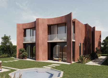 Curvilinear Adobe Structures Featuring Traditional Windcatchers in Residential Design