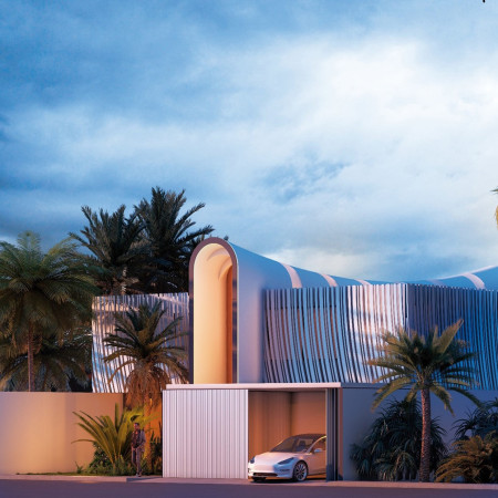 Curved Facades with Eco-Friendly Glazing and Sustainable Wood Elements for Energy-Efficient Living