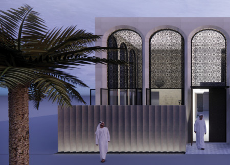 Arched Walls of Sandstone and Limestone Create Sustainable Living Spaces in a Modern Desert Environment