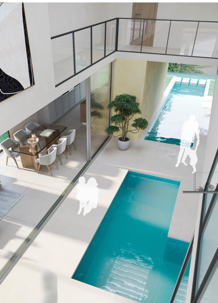 Bamboo Cladding and Earth Plaster Integration in a Sustainable Courtyard Residence