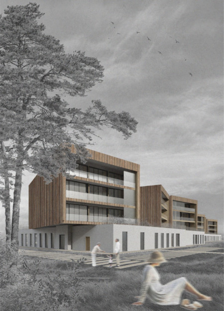 Charred Wooden Shingles and Cross-Laminated Timber Panels Enrich Coastal Senior Living Spaces