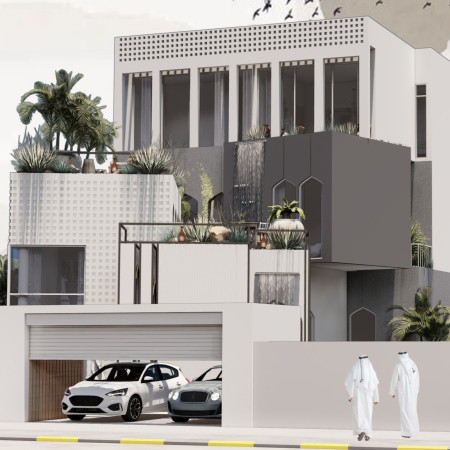 Cascading Water Features and Lattice Facades in a Sustainable Family Villa