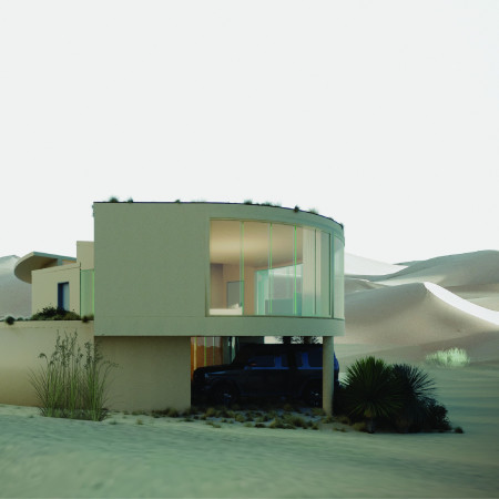 Organic Forms Crafted from Tabby and Timber in a Desert Community Residence