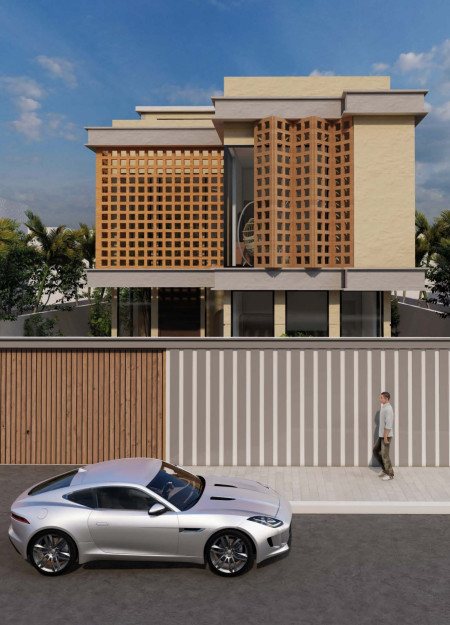 Perforated Clay Bricks and Sustainable Airflow Define a Modern Family Dwelling