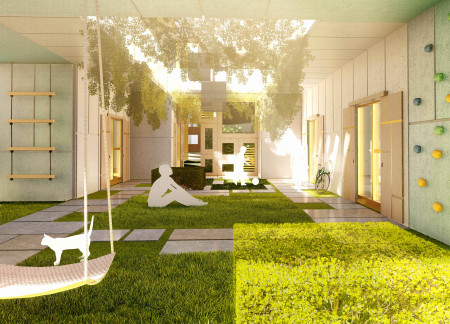 Charred Wooden Shingles and Concrete Integration Define a Sustainable Family Dwelling