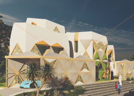 Clay Walls and Solar Panels Create a Sustainable Family Home with Triangular Courtyard Design