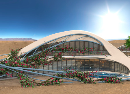 Natural Light-Infused Residence Featuring Composite Materials and Modular Design in a Desert Landscape